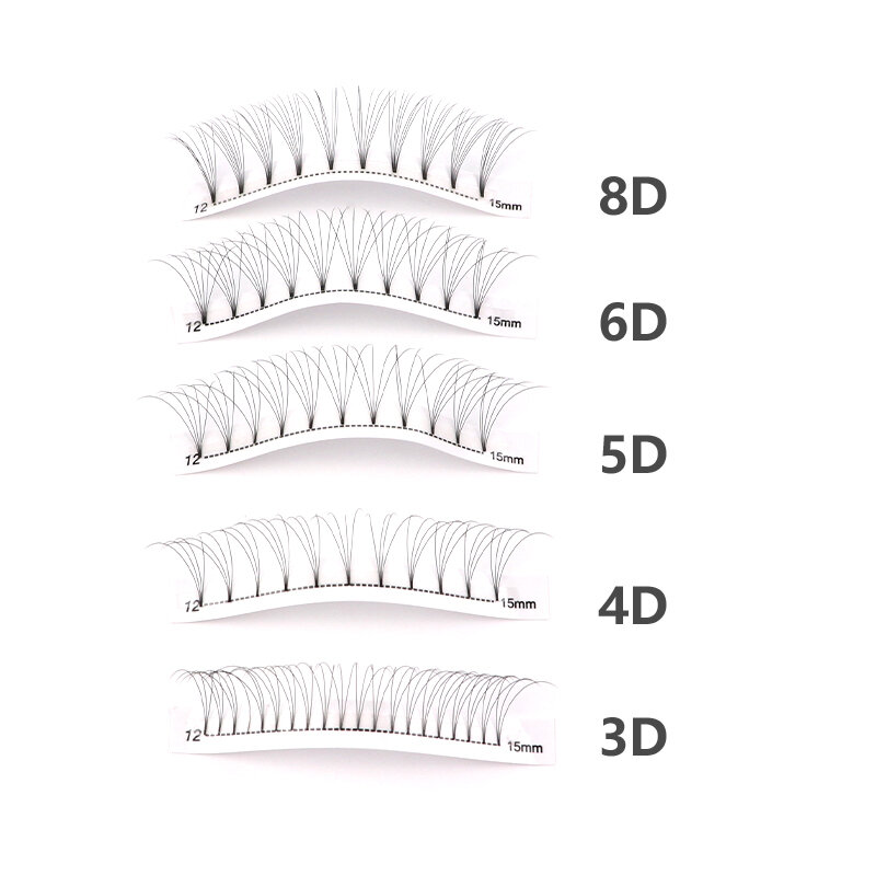 Quewel 3D/4D/5D/6D/8D Premade Volume Fans Short Stem Russian Eyelash Extension Eyelashes Mink Silk Eyelash Extension C/D Curl