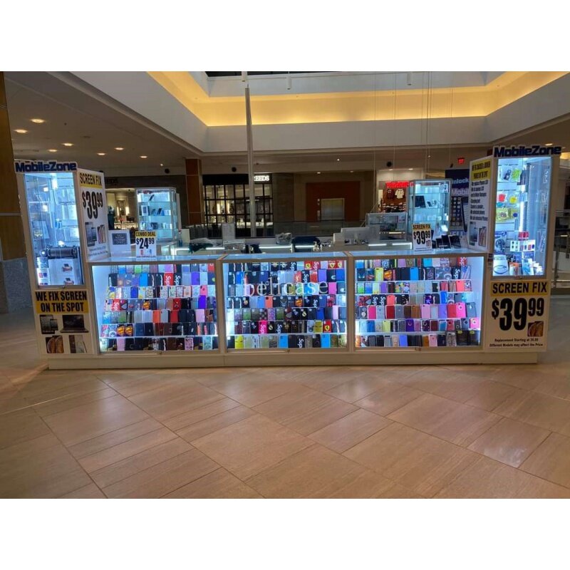 Custom, America Shopping Mall approvazione custodie per cellulari chiosco accessori per telefoni Display vetrina chiosco per telefoni cellulari al dettaglio per Sa