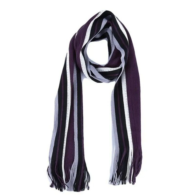 Thick Men Striped Scarf Casual Cashmere Tassel Stole Neck Wrap Soft Neck Warm Winter Long Shawl