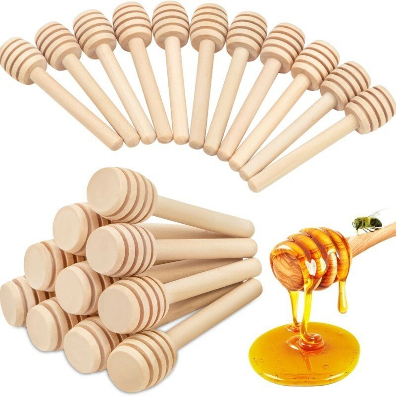 2-100Pc Practical Long Handle Wood Honey Spoon Mixing Stick Dipper For Honey Jar Coffee Milk Tea Supplies Kitchen Tool 8/10/15CM