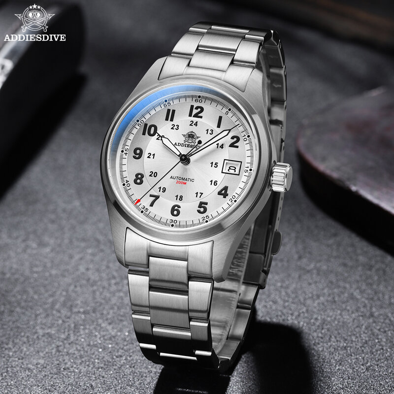 ADDIESDIVE 남성용 자동 시계, 럭셔리 사파이어 NH35, 200m 방수 손목시계, 빛나는 스테인리스 스틸 원피스 시계, 39mm