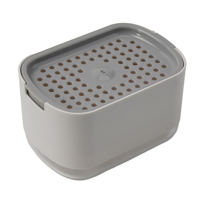 صندوق توزيع الصابون الأوتوماتيكي مع حامل الإسفنج ، 2 في 1 ، الضغط اليدوي ، المطبخ ، موزع المنظفات