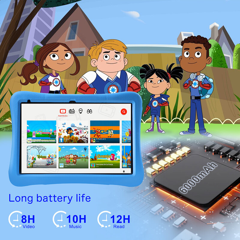 Qps 10 Inch Kids Tabletten Android 11 1280*800 Hd Ouad Core Wifi 2Gb 32Gb 6000Mah tabletten De 10 Pulgadas Baratas Y Buenas