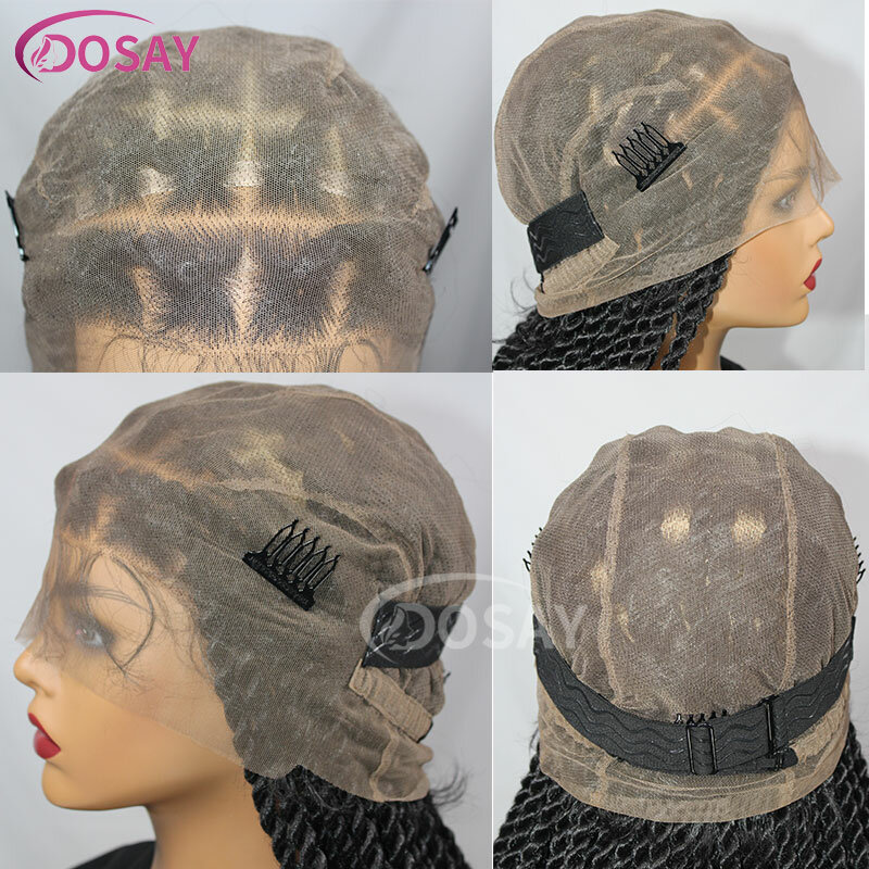 Pelucas sintéticas trenzadas de encaje completo para mujeres negras, Peluca de cabello trenzado senegalés de 36 pulgadas de largo, caja de peluca trenzada con cabello de bebé