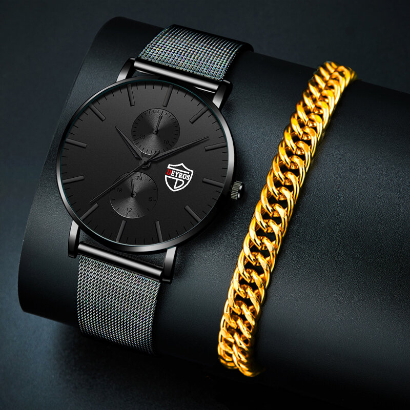 2022 herren Uhren Luxus Ultra Dünne Edelstahl Mesh Gürtel Quarzuhr Gold Armbänder Männer Business Casual Uhr reloj hombre