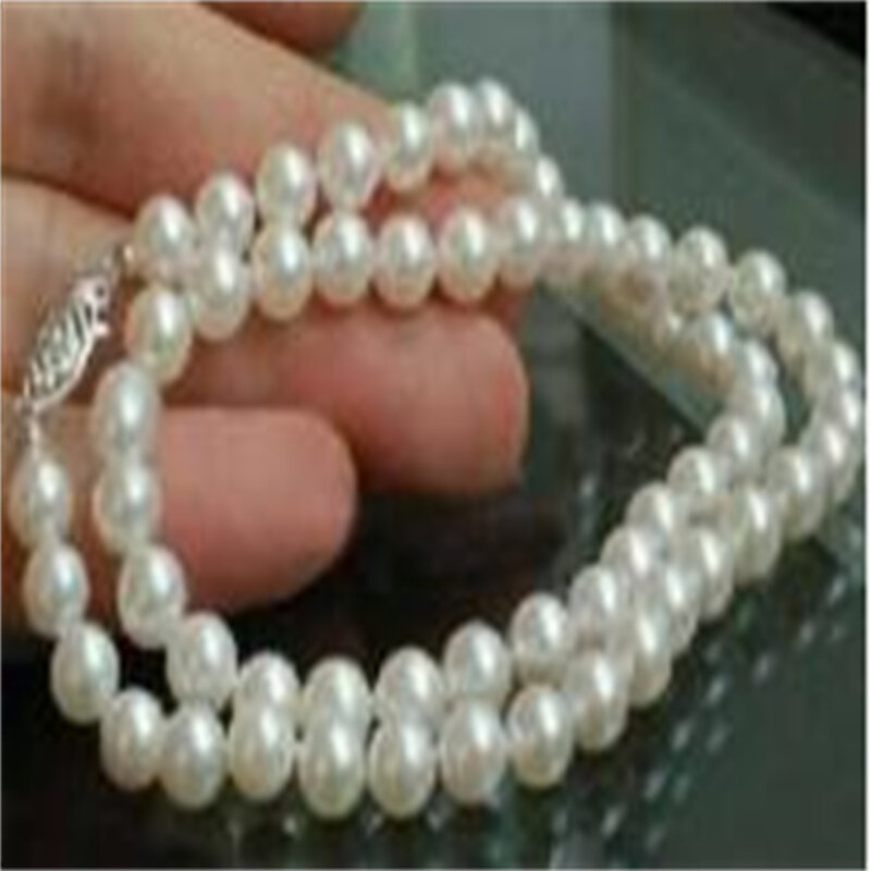 Collier de perles blanches de culture d'eau douce, 8-9mm, 18 pouces