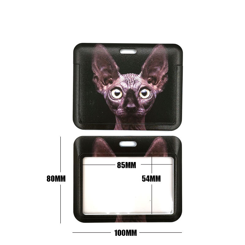 Animal Hairless Sphynx Cats Lanyard Credit Card ID Holder Bag Student Women Travel Card Cover Badge Car Keychain Decorations