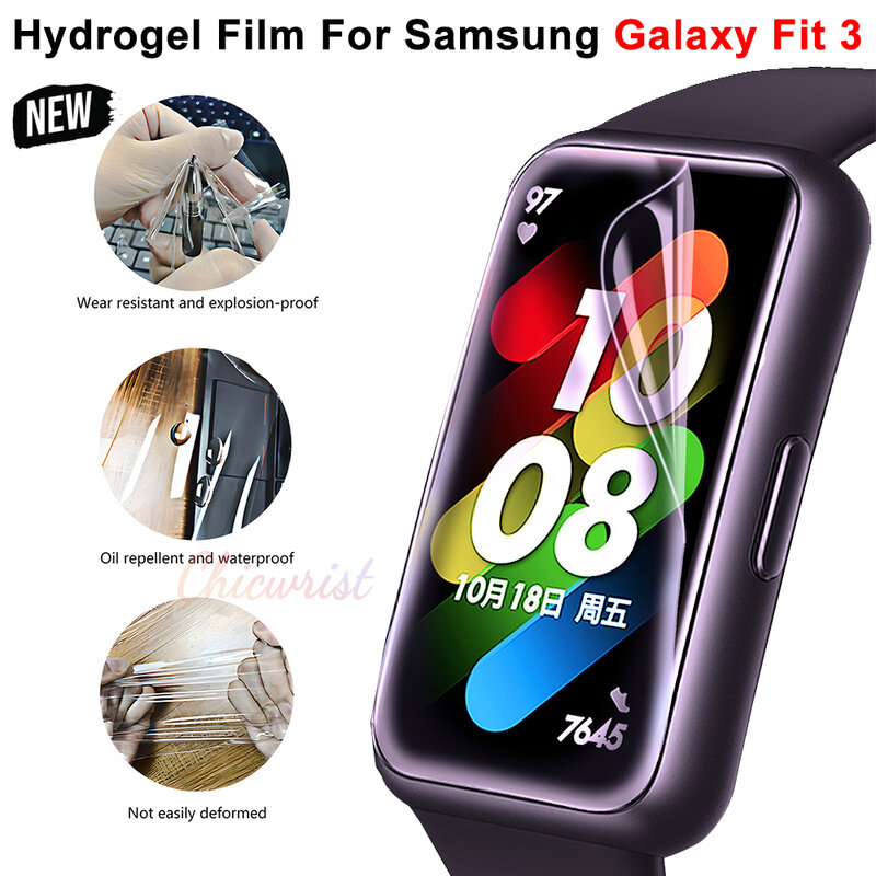 Film hidrogel lembut untuk Samsung Galaxy Fit 3, pelindung layar jam tangan pintar bening TPU antigores untuk Samsung Galaxy Fit3 bukan kaca
