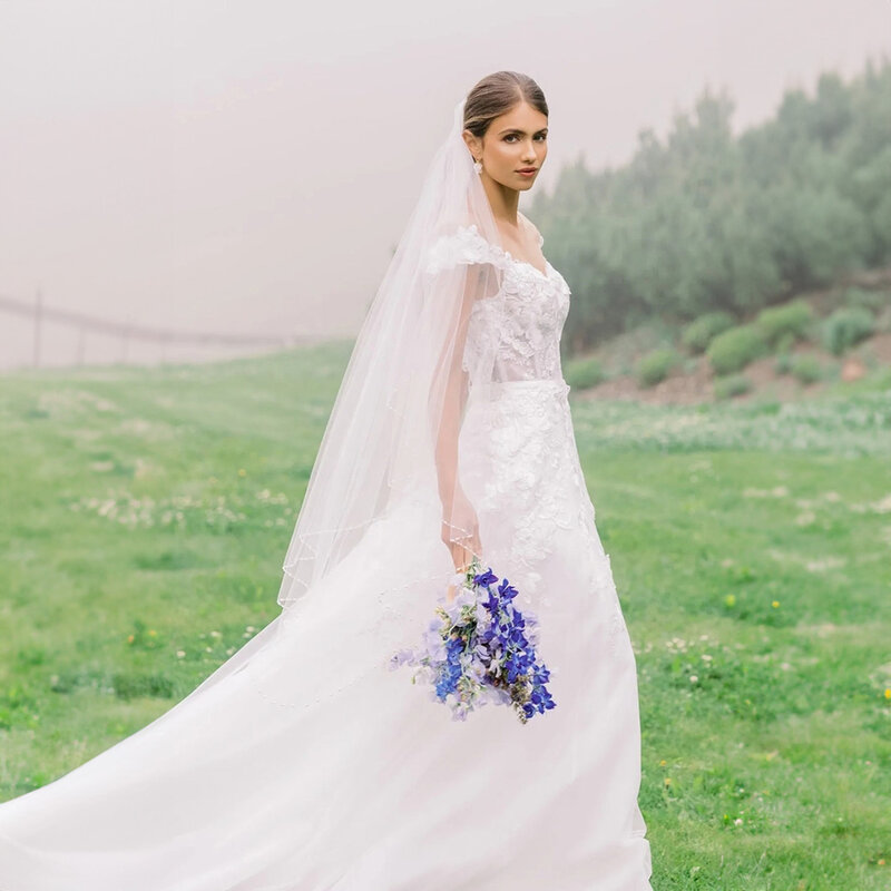 PERFECT Elegant V-Neck A-line Wedding Dresses For Woman Appliques Tulle Lace Open Back Stunning Bridal Gowns Robe De Mariée