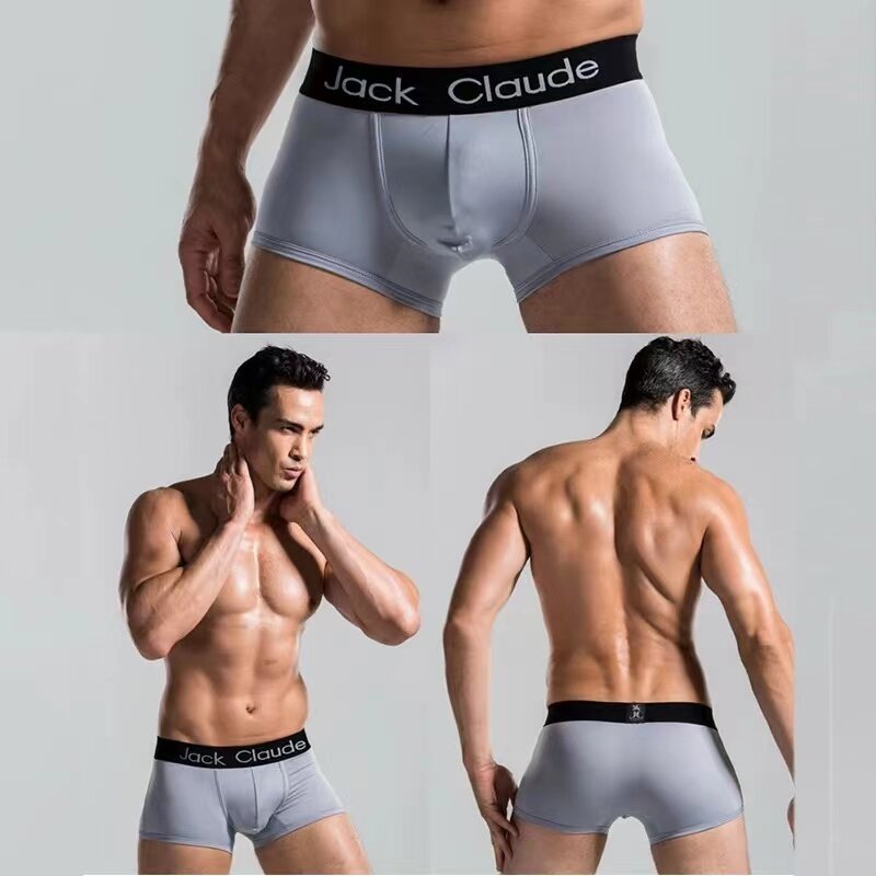 5Pcs/กางเกงในผู้ชาย Boxer แบรนด์กางเกง Breathable Modal ผ้าไหมเซ็กซี่สบายๆสีทึบชุดชั้นในชายบ๊อกเซอร์กางเกง