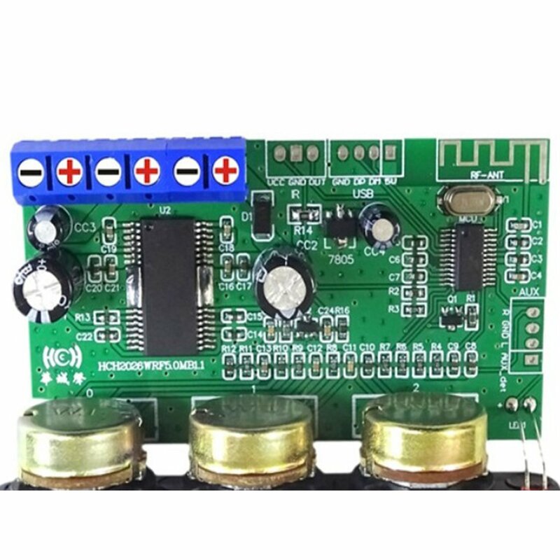 Placa amplificadora de potencia con Bluetooth 5,0, placa amplificadora de potencia de escenario Mono de 30W, decodificador de disco U, con línea AUX, 2 uds.