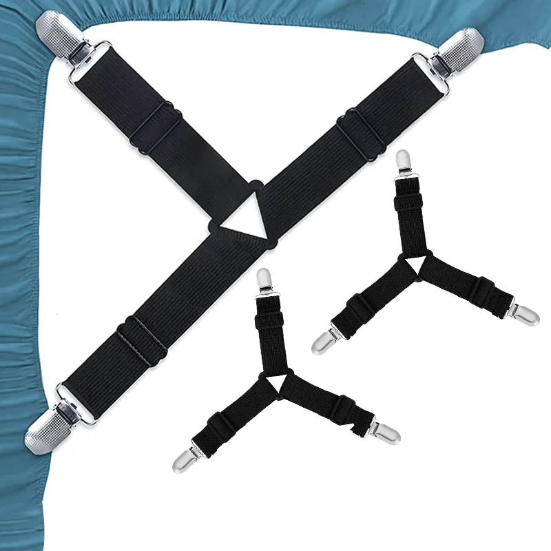 4 buah tali pemegang sprei dapat diatur klip seprai pas elastis antilicin klip selimut tempat tidur pengatur gadget
