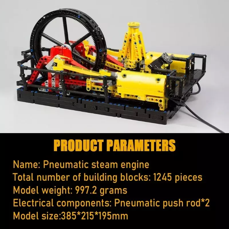 3D Pneumático Steam Engine Building Block Model Set para Crianças, Puzzle Toy, Mecanismo de Engrenagem, Bomba de Ar, DIY Gift, 1245Pcs