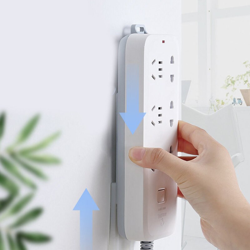 Self-Adhesive Desktop Socket Fixer Cable Organizer Wall Hanging Power Strip Holder Fixator Plug-in Removable Wall-Mounted Fixer