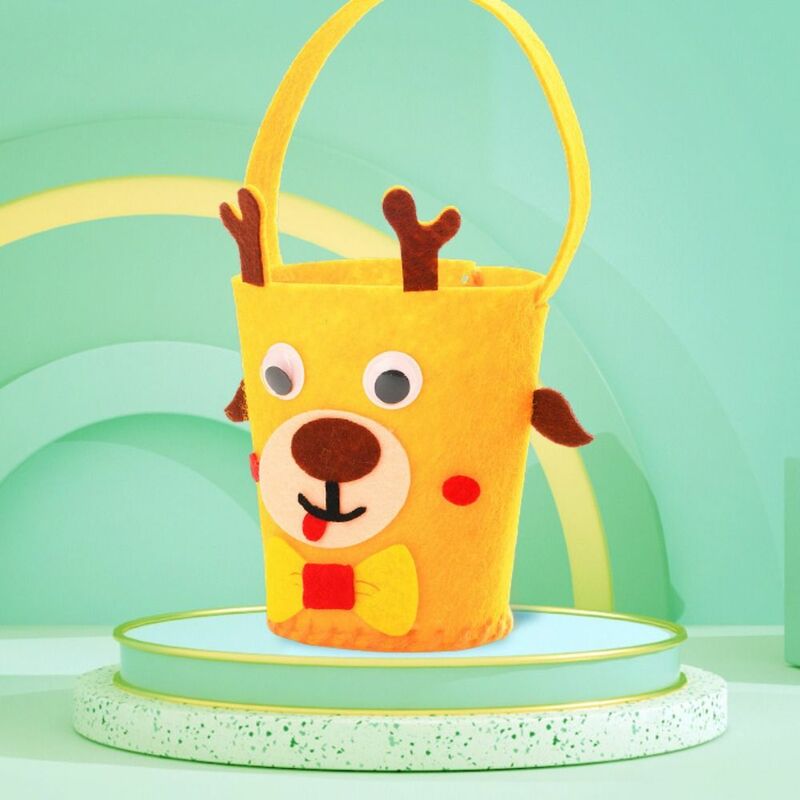 Kosz w kształcie wiadra do przechowywania włóknina DIY torebka włóknina zwierzęca zabawki edukacyjne dla dzieci DIY kolorowy materiał