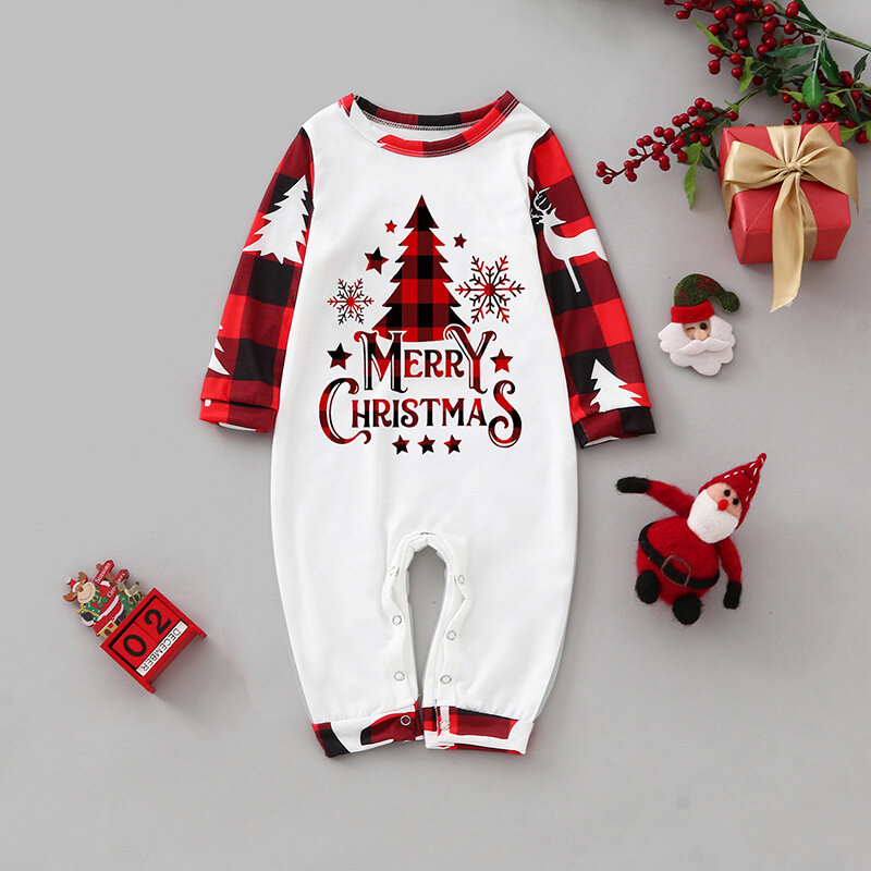 Boże Narodzenie jednakowe stroje rodzinne mama tata dzieci 2 sztuki piżamy śpioszki dla niemowląt Casual luźna bielizna nocna Xmas rodzina wygląd piżamy