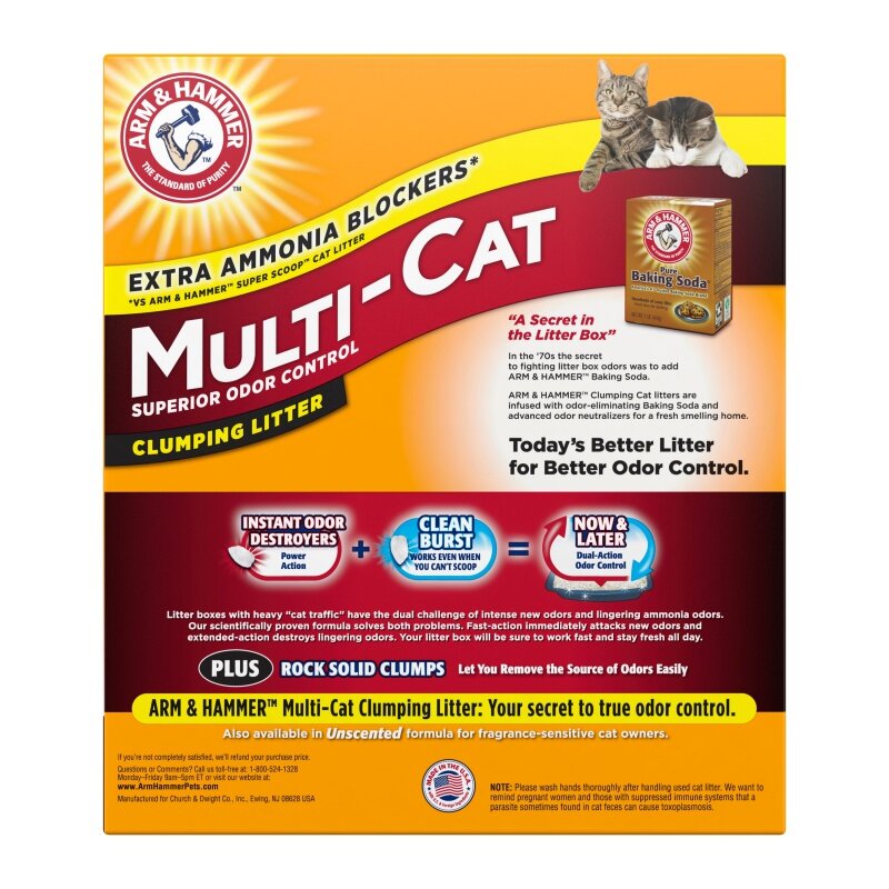 Arm & Hammer Multi-Cat controllo degli odori superiore con lettiera per gatti agglomerante a scoppio pulito, 40 lb