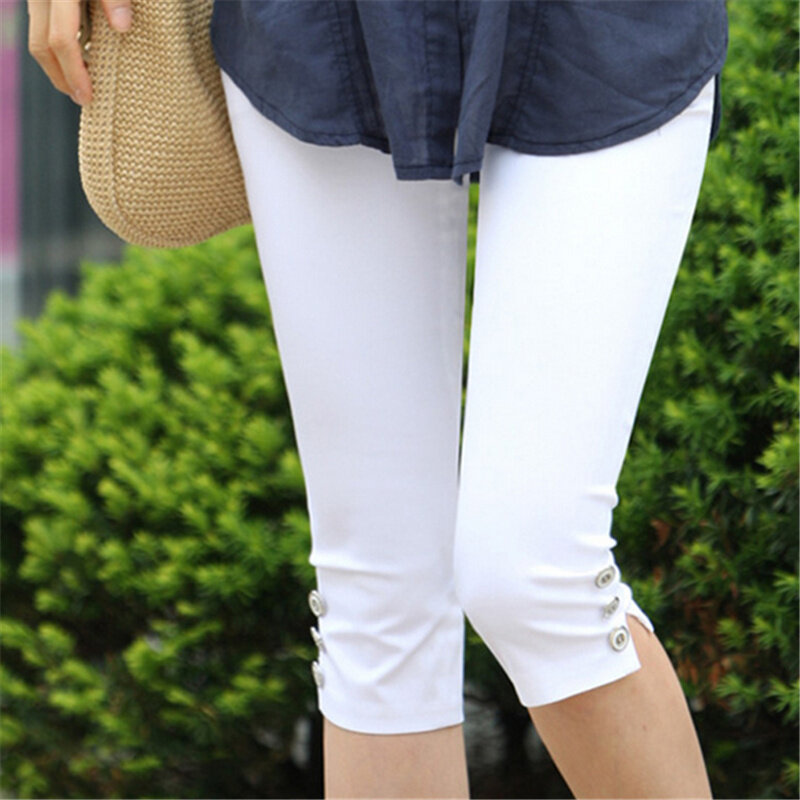 Women's Breeches Fashion Size Summer Slim Waist Candy Color Stretch Leggings Capris Fashion Pencil Pants Crops For Female