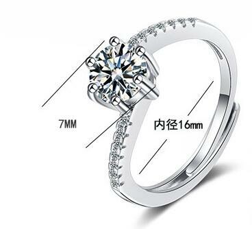 Anéis de Diamante Moissanite para Mulheres, Anel de Noivado, Aliança de Casamento, Prata Esterlina 925, Banhado a Ouro Branco, 1ct