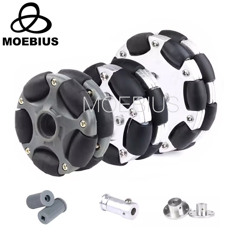 Metal Fulai roda Omni robô, plataforma Ros, movimento omnidirecional, liga de alumínio, carga 15kg, 58mm, 82mm
