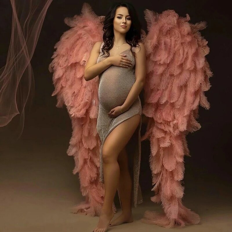 Rekwizyty do fotografii ciążowej skrzydła anioła z piór spersonalizowane duże skrzydła anioła z piór strusia do kreatywnego fotografowania rekwizytów