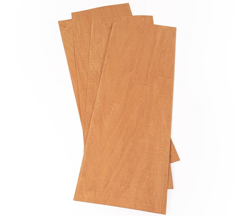 Feuilles de placage en bois massif d'érable orange teint naturel, copeaux de bois JESpeaker, L:50x20cm, épaisseur: 0.5mm, 5 pièces