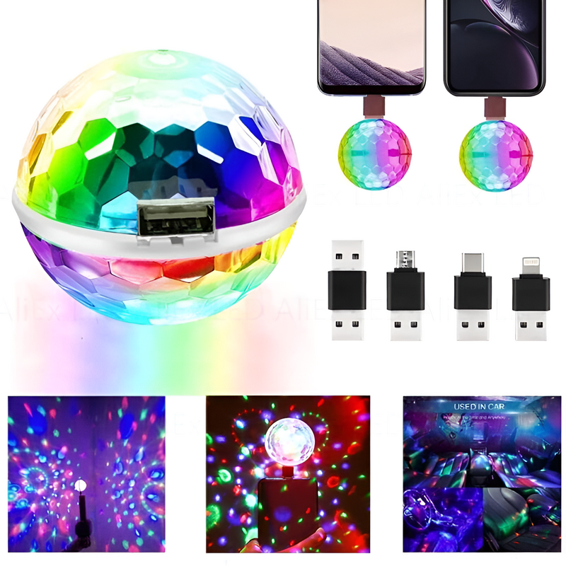 Mini lumière de scène LED RVB, USB, portable, fête de famille, boule colorée, bar, club, lampe à effet de scène, éclairage de téléphone portable, DJ de voiture