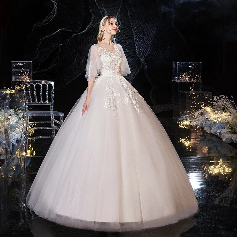 Sheath A-line Wedding Dress V-neck Off The Shoulder Bridal Gown Lace Bridal Dresses Have A Waistline