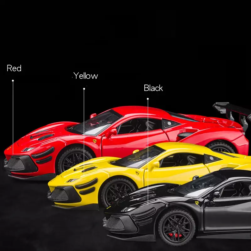 سيارة من السبائك الخارقة Ferraris ، سيارات مصبوبة ومركبات ألعاب ، موديل سيارة ، صوت وخفيف ، ألعاب قابلة للسحب ، هدايا