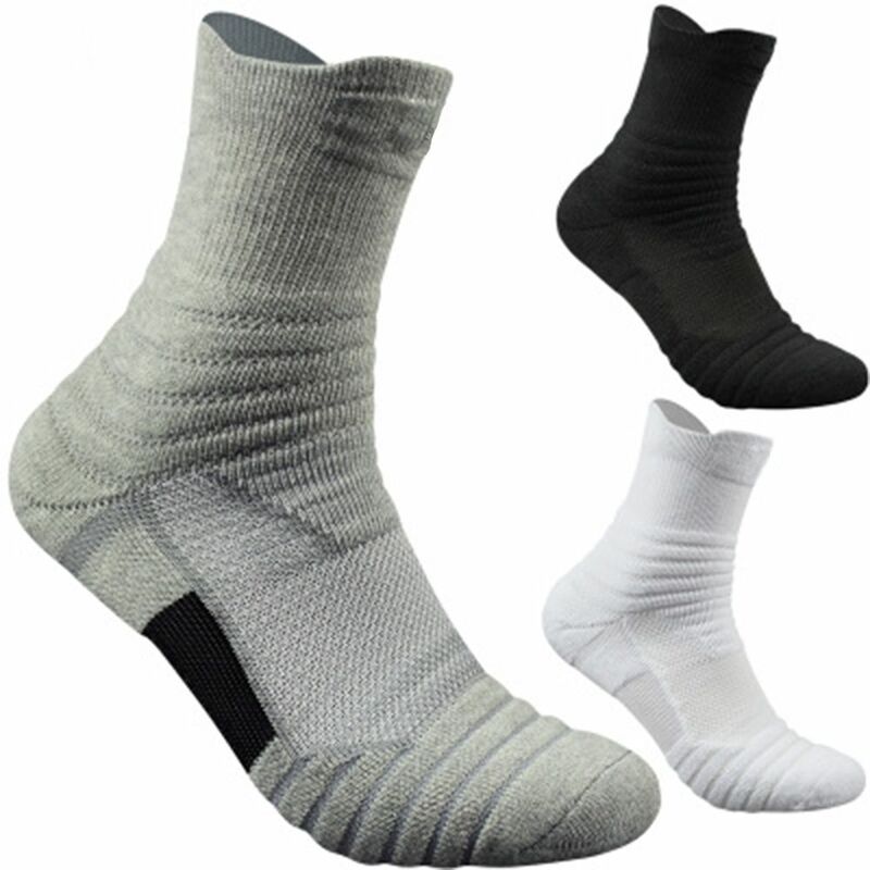 Calcetines de baloncesto de fondo de toalla al aire libre para hombres, medias medianas, calcetines para correr