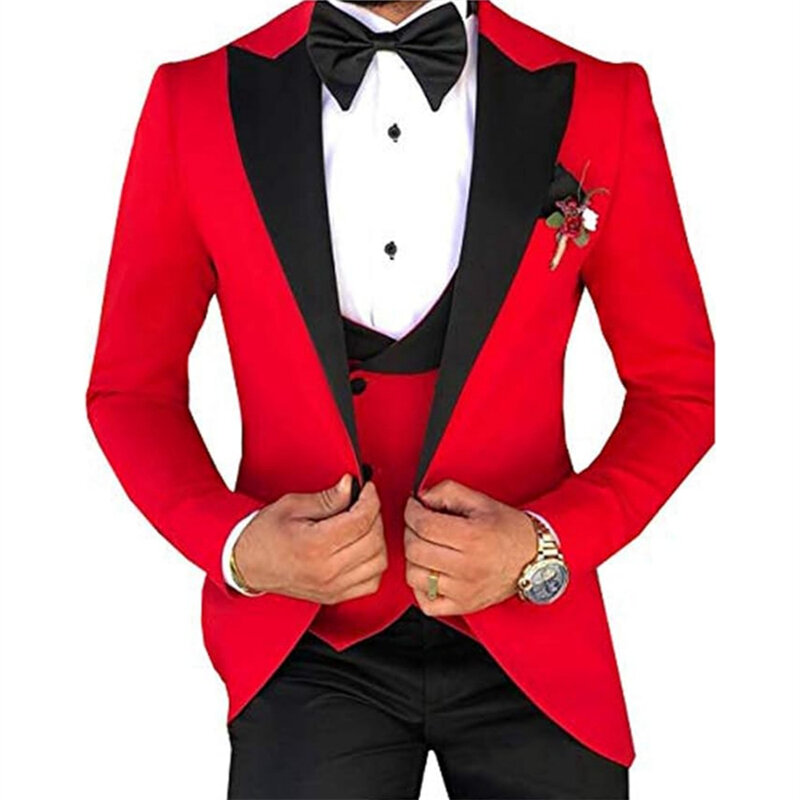 SAROULU | Popular Peaked Lapel Kids Suits Tuxedo 3 Pieces Set Classic Black Collar Suit Set For Boys From 3 to 14 Years Old
