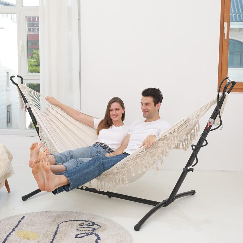 Hangmat Hangende Schommel Dubbele Max 500lbs Macrame Voor Indoor Terras Tuin Tuin
