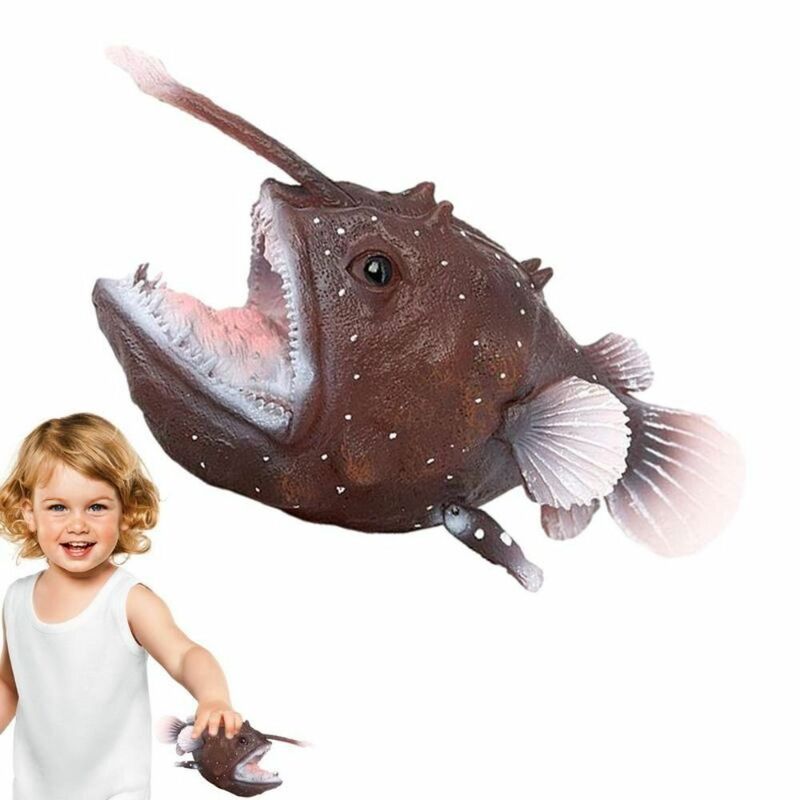 Mini figura de pez pescador educativo, simulación de animales marinos, modelos de animales marinos portátiles de PVC, modelo de animales del océano