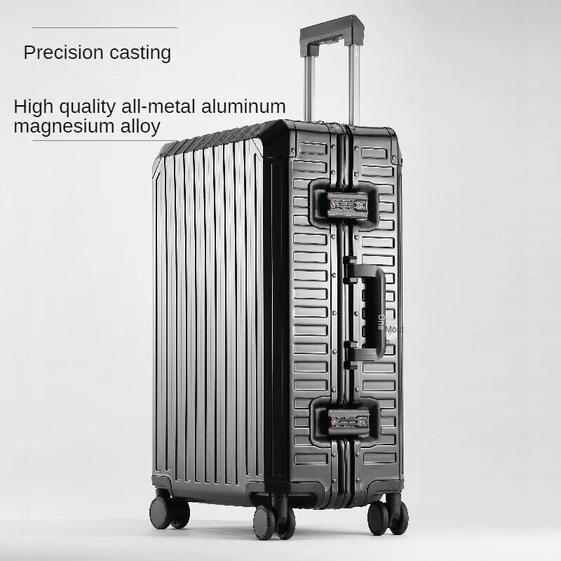 Чемодан из алюминиево-магниевого сплава, знаменитый Алюминиевый Дорожный чемодан, металлическая тележка, стандартное колесо, 20-дюймовая сумка для посадки