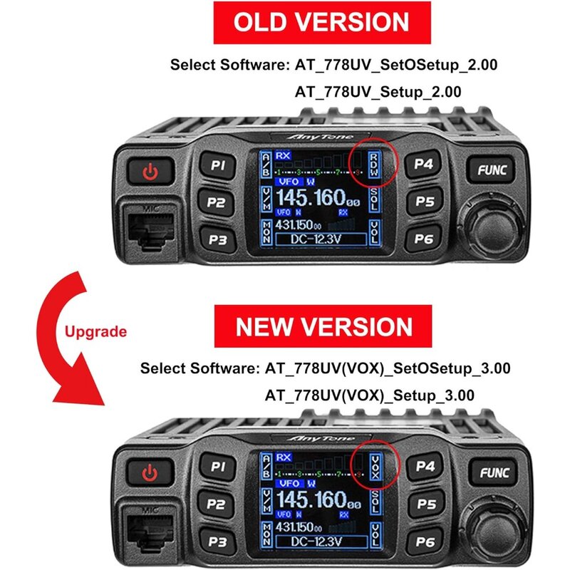 AnyTone AT-778UV 25W, Transceiver Radio seluler Dual BandVHF/UHF VOX kendaraan Radio mobil dengan kabel