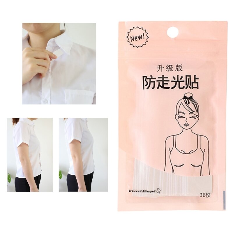 36Pcs Clear Double Sided Tape Clothes Blouse Collar Underwear Strap Body Sticker