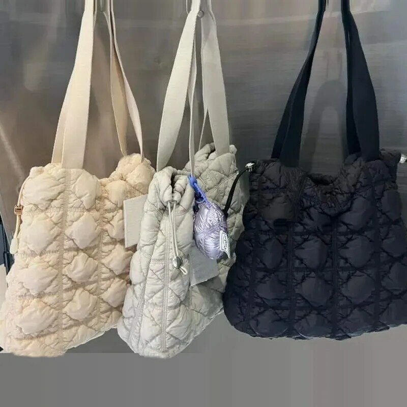 2024 Nowa damska torba na zakupy o dużej pojemności Bubble Fold Cloud Single Shoulder Drawstring Shopping Bag