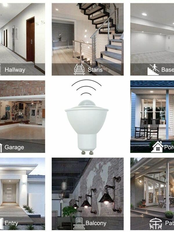 2-Piece PIR Motion Sensor Light GU10 LED 6W 85-265V Corridor Sensitive Passageway Balcony Patio Bulb Hallway Public Area Lamp