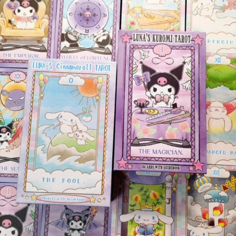 Cartas de baraja de Tarot de Luna'S Kuromi, Cinnamoroll Sanrio, adivinación, juego de fiesta, coleccionable, adecuado para principiantes, 78 piezas