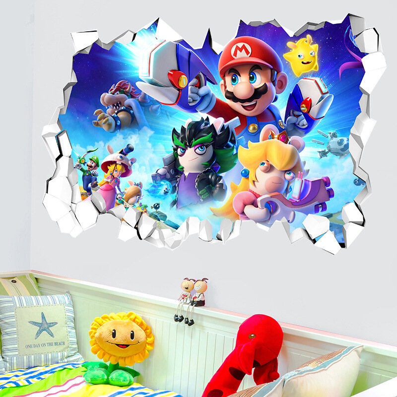 Наклейка для детской спальни, Марио, самоклеящаяся Водонепроницаемая Наклейка на стену, аниме, периферийная игрушка, подарок
