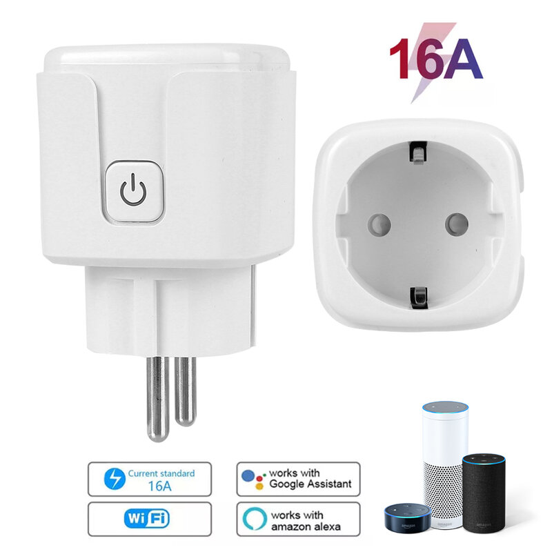 Caricabatterie da muro 16A presa EU/US/BR BR Plug In Charger WiFi Smart Plug funziona con Alexa Google Home Assistant Tuya Life APP