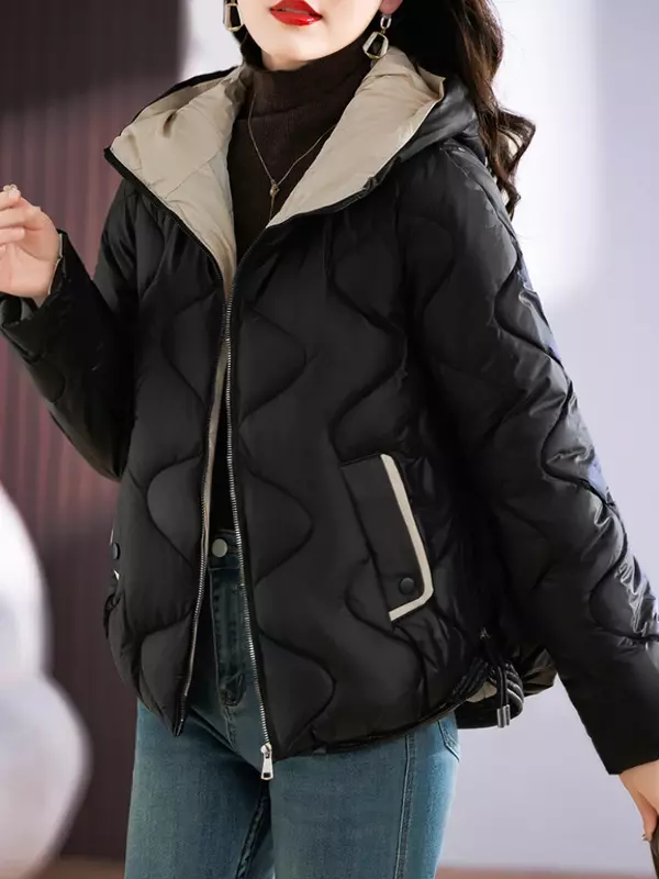 Chaqueta de algodón con capucha para mujer, Abrigo acolchado, ropa de calle, estilo Harajuku, coreano, invierno, novedad de 2023