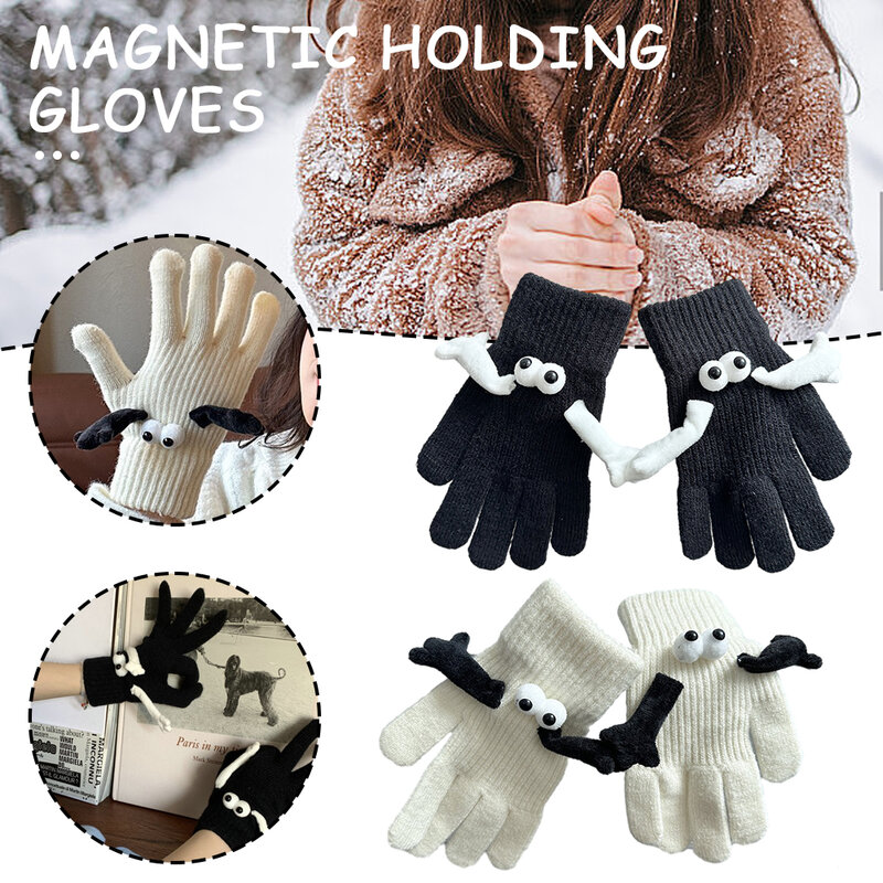 Cartoon Hand-in-Hand Warm Knitted Gloves Windproof Thermal Warm Gloves Gift For Birthday