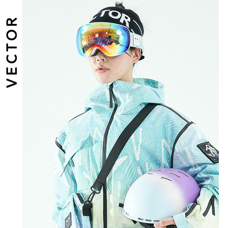 Lunettes de ski à lentille magnétique interchangeable pour homme et femme,verres de neige, de haute transmission de la lumière UV400, à revêtement antibuée, verres de jour nuageux,