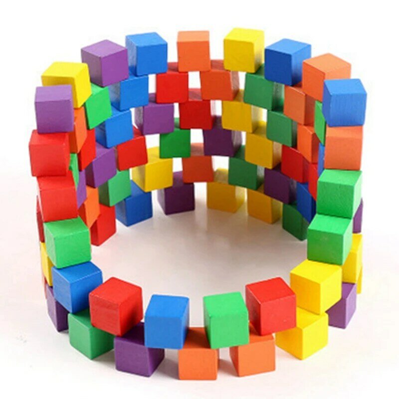 Cubes colorés en bois blocs de construction jouet pour enfants, 2023 Hot-30Pcs/ 2x2cm dos bois carrés dés jeu de société nuits