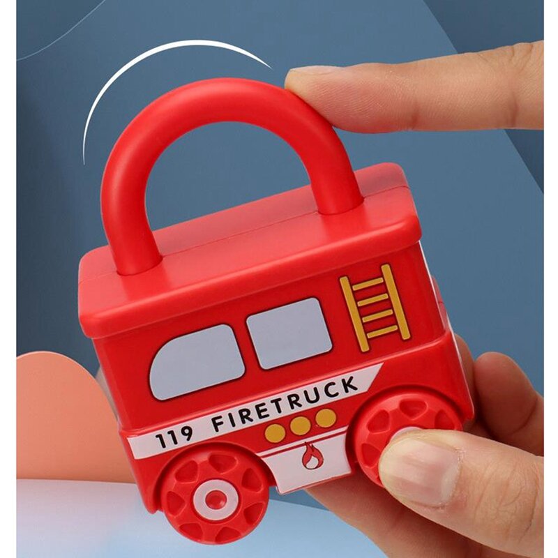 Multicolor Lock e Key Car Brinquedos, Combinando e Classificando Brinquedos, Early Learning Toy, 6 Pcs