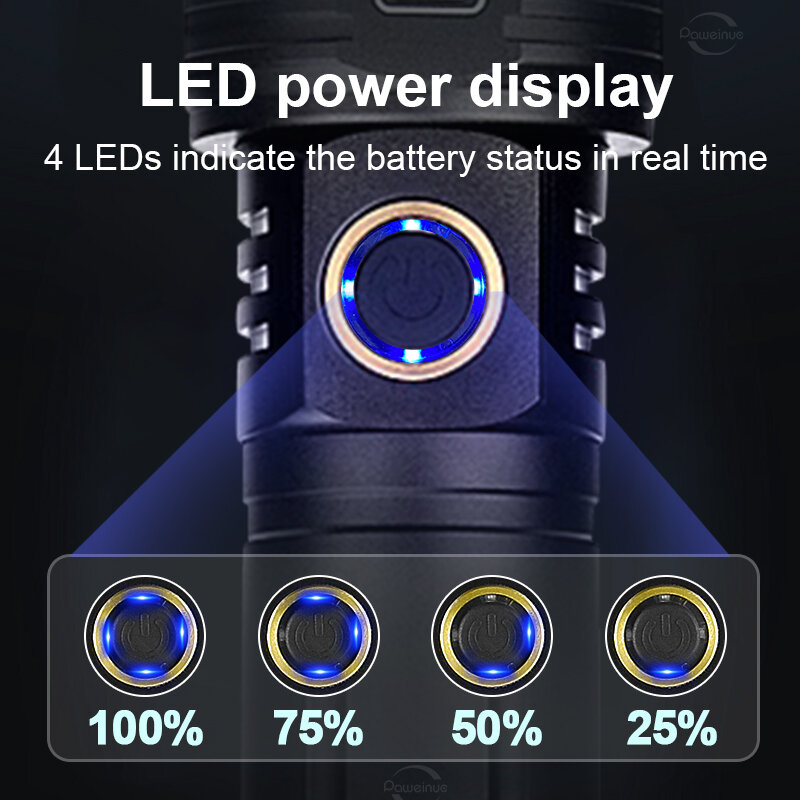 XHP160 Super High Power akumulatorowe latarki LED Ultra mocne 5 trybów typu C latarka ręczna do ładowania zewnętrzna latarka LED