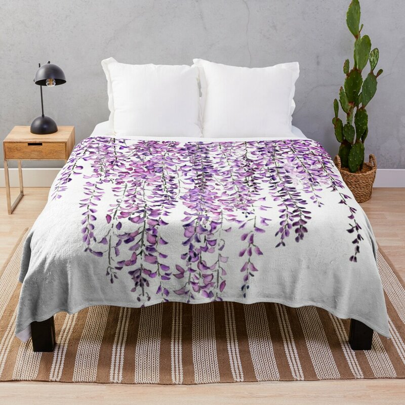 purple wisteriain bloom Throw Blanket Sofa Blankets Camping Blanket Designer Blankets Beautiful Blankets