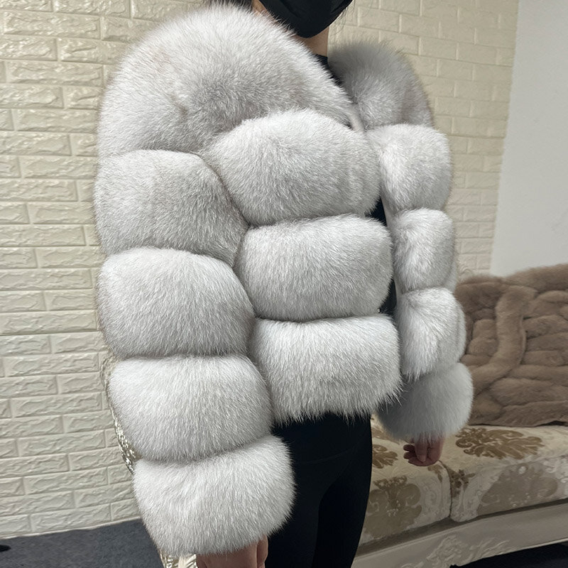 MAOMAOKONG-Chaqueta de piel Natural para mujer, abrigo de piel de zorro Real, abrigos de cuero peludo de lujo, ropa femenina, chaleco de piel, invierno, 2023