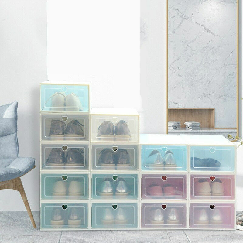 Caja de zapatos apilable para el hogar, armario de zapatos para dormitorio, artefacto de almacenamiento, estante transparente a prueba de polvo